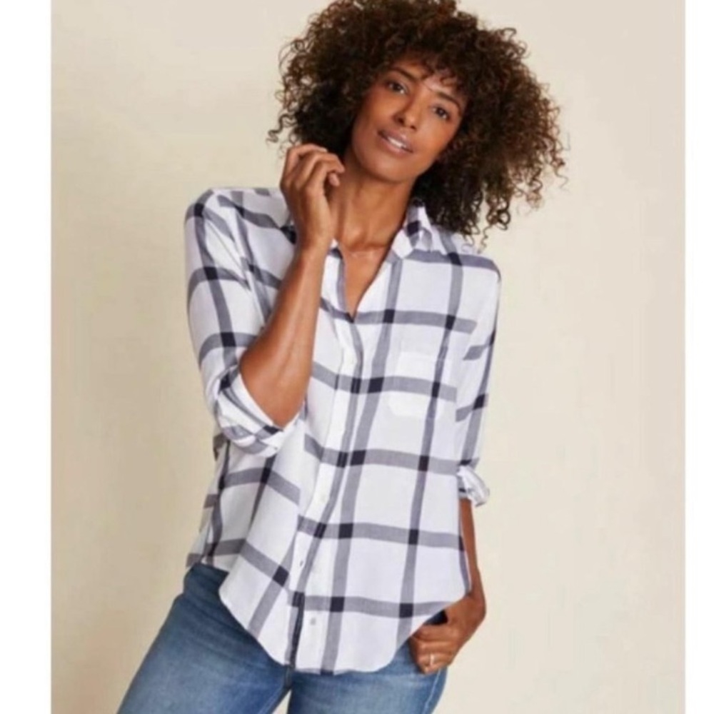 Grayson The Hero Button Down Long Sleeve Hi-Low Shirt Windowpane DesignSize 1